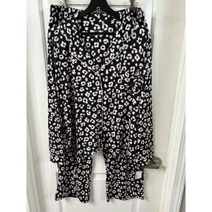 NWT KATE SPADE BLACK PAJAMAS W/ PINK LEOPARD SPOTS SIZE XL